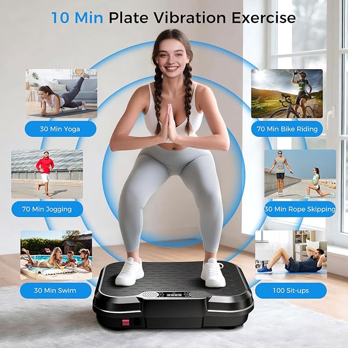 AoraPulse Vibration Plate Exercise Machine, Vibration Plate for Lymphatic Drainage Weight Loss, 330 Lbs Capacity Full Body Workout Vibrate Fitness Platform for Home Women Men