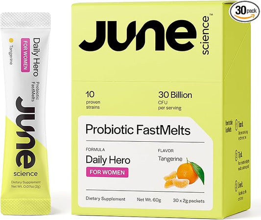 Daily Hero for Women | Fast Melt Pre + Probiotic for Women - Tangerine Flavor, 30 Powder Sachets
