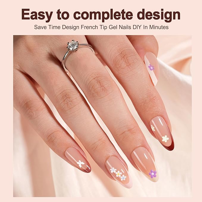 150Pcs French Gel Nail Tips Almond, Vansiho Medium Nail Tips, Pre-French Tips Press on Nails, Acrylic Fake Nails for Nail Art DIY 15 Sizes