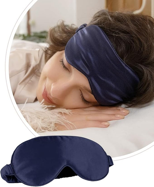 100% Mulberry Silk Sleep Mask, 22 Momme Silk Eyeshade with Adjustable Elastic Band, Blackout Blindfold for Sleeping, Travel & Night
