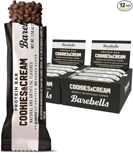 Barebells Protein Bars - Protein Snacks with High Protein - Chocolate Protein Bars - Perfect on The Go Protein Snack & Breakfast Bars (12 Count (Pack of 2), Cookies and Cream)