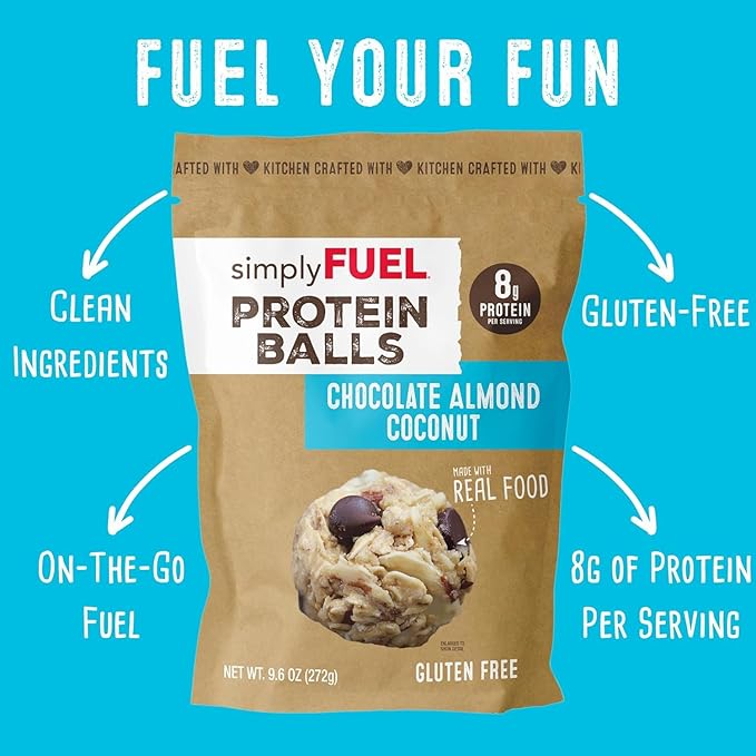 simplyFUEL Whole Food Protein Balls with Probiotics - Chocolate Almond Coconut Snacks - Protein Snack - Gluten Free Energy Balls (24 Packs)