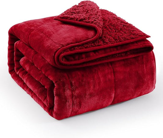 Super Fuzzy Soft Sherpa Fleece Weighted Blanket, 15 lbs Dual Sided Fluffy Heavy Weighted Blankets for Adults - No Bunching with Double Layers of Soft Inner Lining (48"x 72", 15 Pounds)