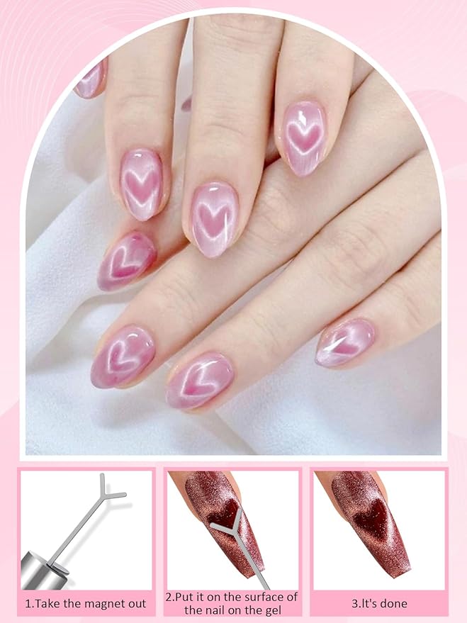54PCS Cat Eye Nail Magnet Set, EBANKU Cat Eye Gel Nail Polish Magnet for Nails, 3 IN 1 Magnets for Cat Eye Gel Polish, Cat Eye Magnets Sticks Nail Design Tools Nail Art Accessories