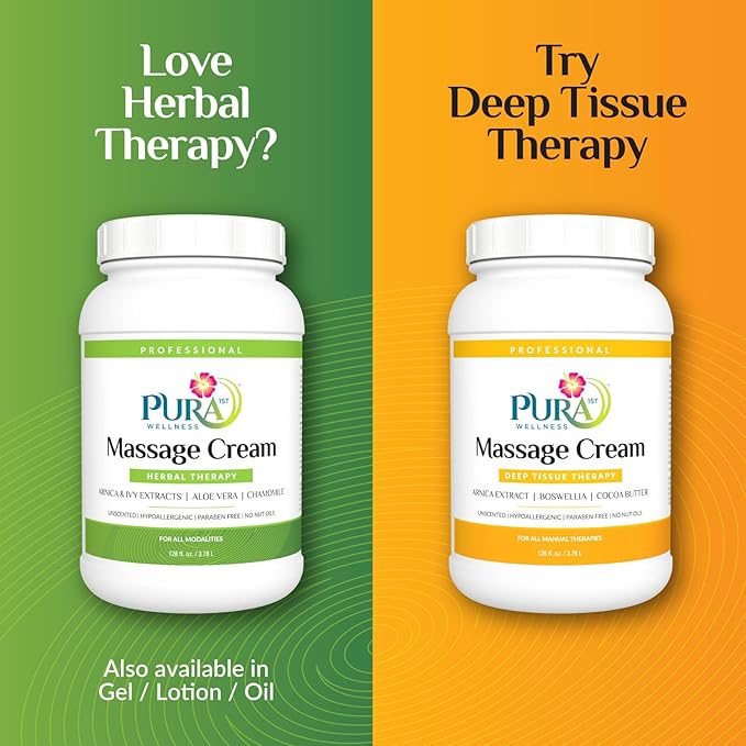 Wellness Professional Herbal Massage Cream, 128oz, Pura Massage Cream for Muscle Relief, Physical Therapy, Professional Deep Tissue Therapy, Massage Deep Tissue