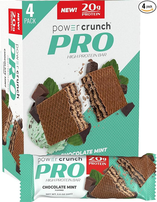 Power Crunch PRO Protein Wafer Bars, High Protein Snacks with Delicious Taste, Chocolate Mint, 2.0 Ounce (4 Count)