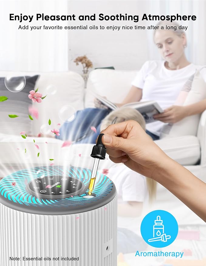 DAYETTE Air Purifier for Home Large Room up to 1300 sq ft, H13 Air Purifiers for Bedroom Pets with Fragrance Sponge, Remove 99.97% Smoke/Pet Dander/Pollen, Quiet 20dB Sleep Mode