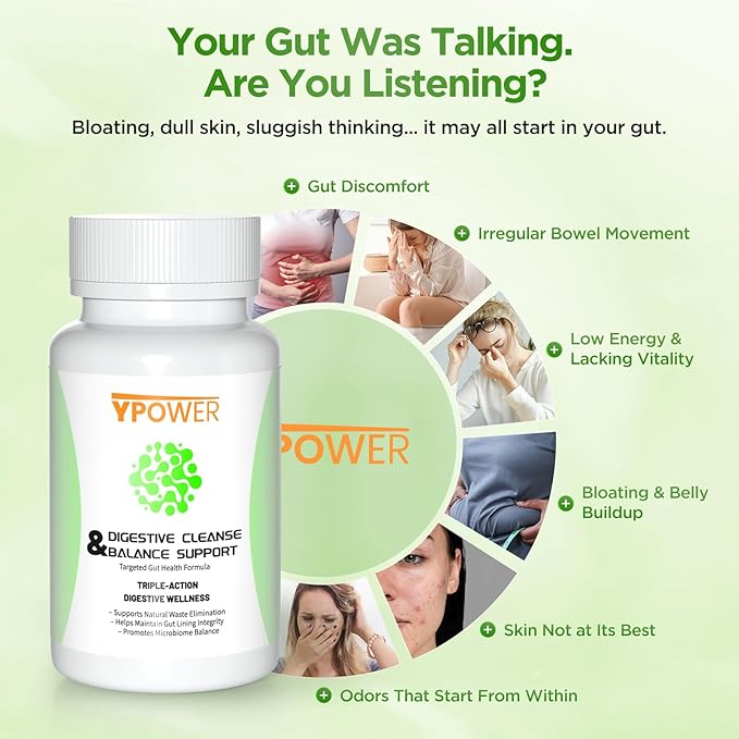 Colon Cleanse Detox Supplement – Triple Action Digestive Wellness, Natural Gut Support for Bloating & Constipation Relief, with Senna, XOS & Probiotic Yeast, 60 Vegan Capsules for Women & Men