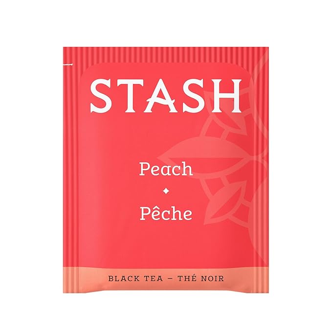 Stash Tea Peach Black Tea, Box of 100 Tea Bags (Packaging May Vary)