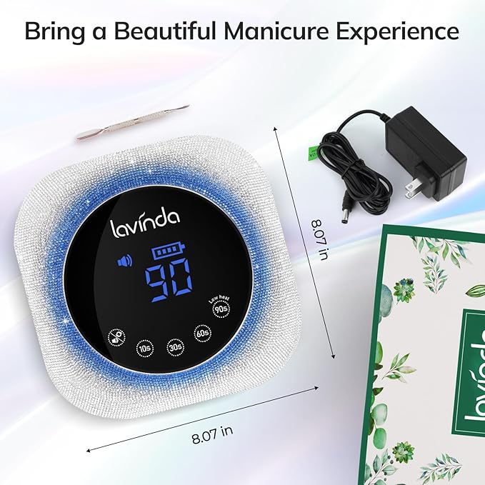 Lavinda UV Light for Gel Nails, 54W UV LED Nail Lamp Cordless Rechargeable Nail UV Lamp Nail Light with 4 Timer and LCD Display, Professional Nail Polish Curing Lamp Nail Dryer for Salon Use