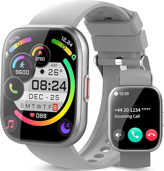 Smart Watch for Men Women Bluetooth Call, 2025 New 1.85" HD Smartwatch, Fitness Watch with 120+ Sport Modes, IP68 Waterproof, Heart Rate/Sleep Monitor, Pedometer, Activity Tracker for Android iOS,Gray