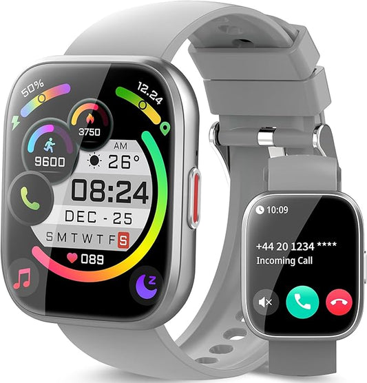 Smart Watch for Men Women Bluetooth Call, 2025 New 1.85" HD Smartwatch, Fitness Watch with 120+ Sport Modes, IP68 Waterproof, Heart Rate/Sleep Monitor, Pedometer, Activity Tracker for Android iOS,Gray