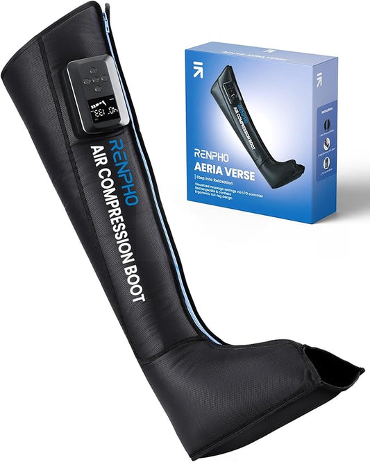 RENPHO Leg Massager with Smart Pressure Sensor, Cordless Air Compression Recovery Boot for Pain Relief, Foot & Calve & Thigh Massager, Adapter Not Included,1 Pack