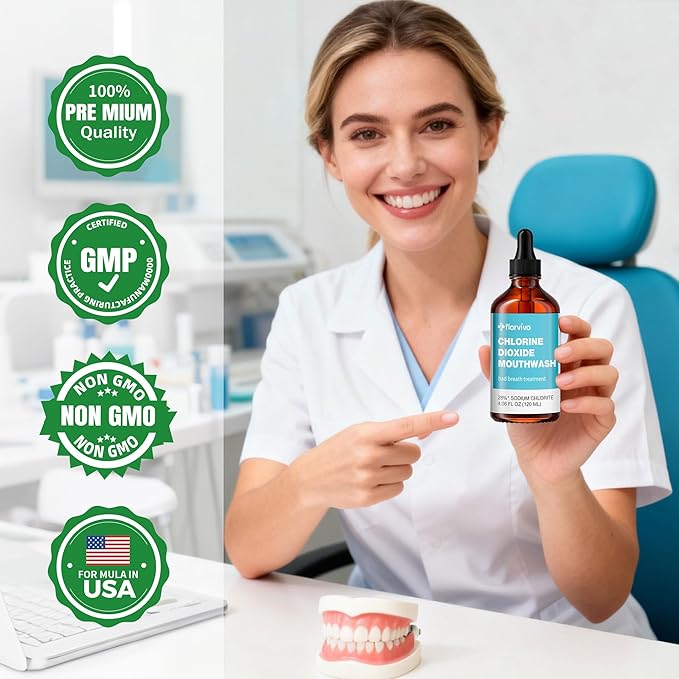 Chlorine Dioxide Mouthwash – Advanced Bad Breath Treatment and Rinse – Neutralizes Odor-Causing Bacteria, Supports Healthy Gum Health, and Provides Long-Lasting Fresh Breath – 4 oz