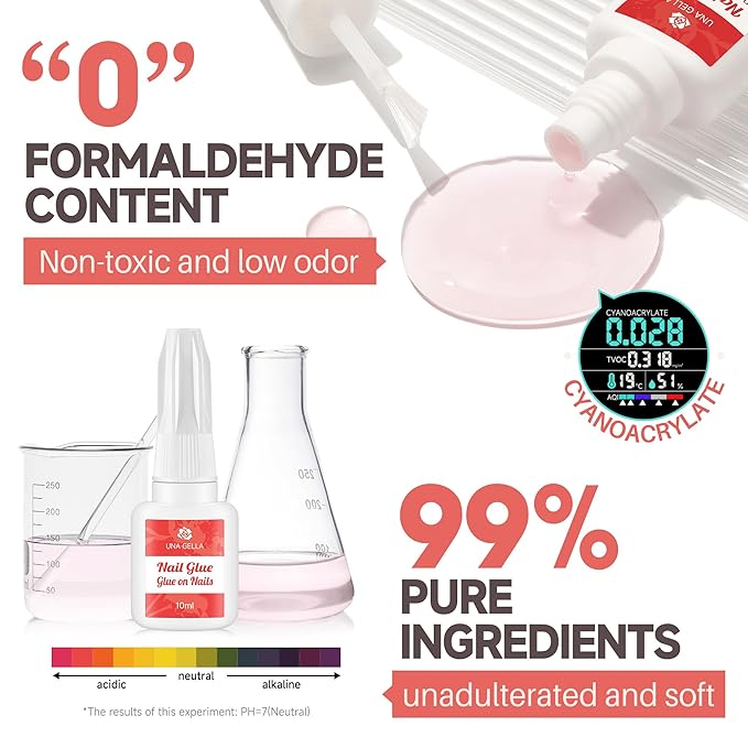 UNA GELLA Super Strong Nail Glue for Nail Tips Acrylic Nails Press On Nails Nail Bond Brush On Long Lasting Nail Glue for Broken Nails Repair Fake Nails Tips Nail Adhesive Bond 10ml/0.33oz