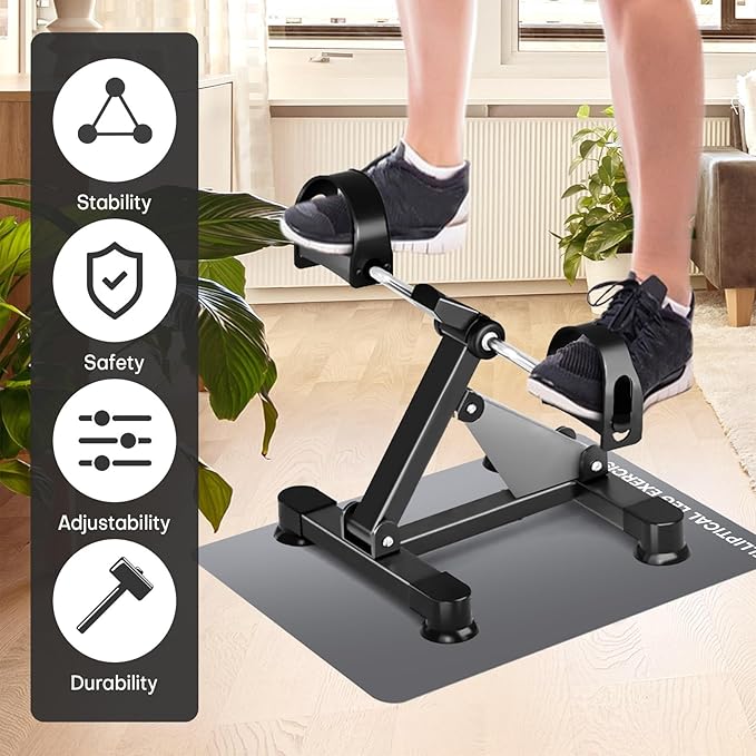 Under Desk Elliptical Mat - Non-Slip Exercise Equipment for Peloton Bike, Small Exercise Mat for Desk Workout Equipment