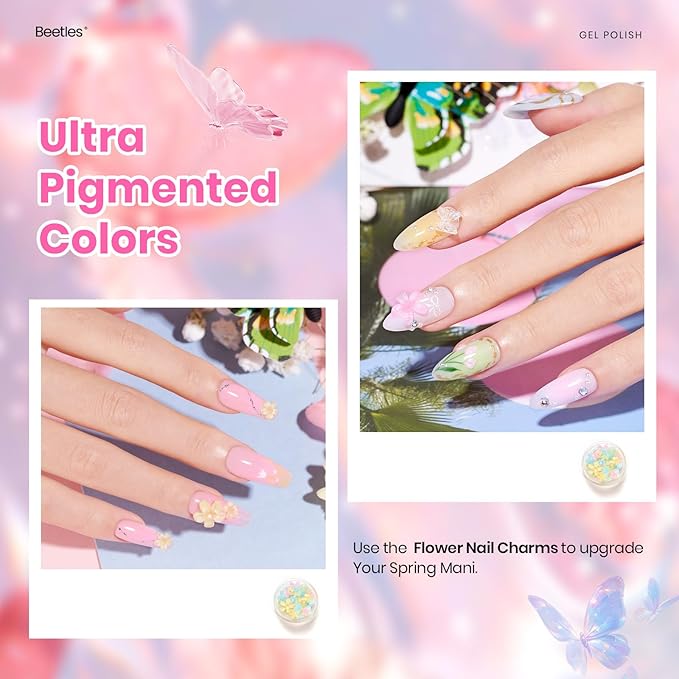 Beetles Gel Nail Polish Set - 28 Pcs Pastel Pink Yellow Green Blue Glitter Macaron Color Gel Polish Set Fluttered Eden Soak Off Nail Polish UV LED Nails Art Christmas Gifts for Women Girl