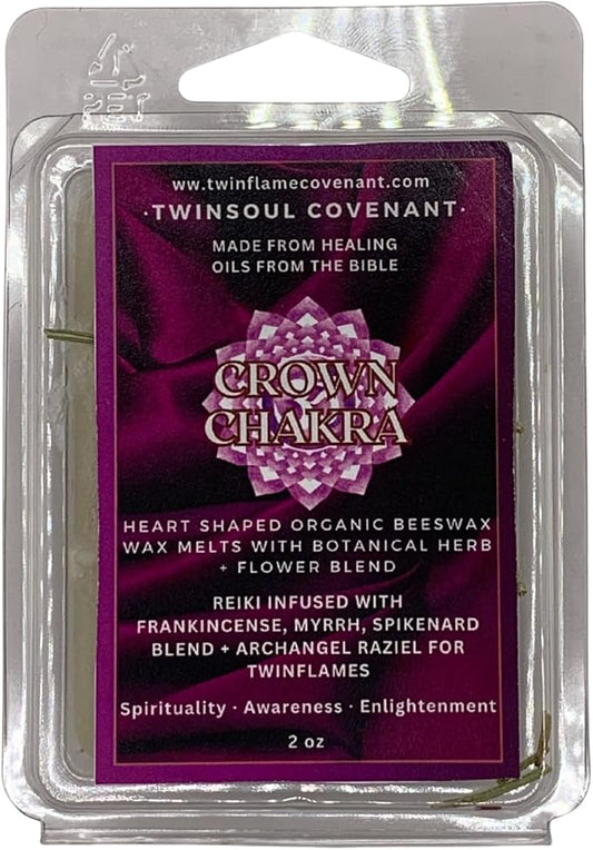 TwinFlames Chakra Wax Melt Collection – Beeswax Aromatherapy Melts with Archangel Energy, Sacred Oils & Scripture – 10 Spiritual Melts for Meditation, Alignment & Reiki (Crown Chakra)