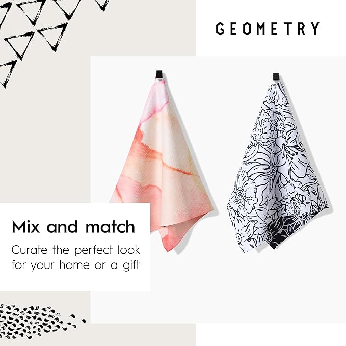 GEOMETRY Spring Kitchen Towels - Double Sided, Quick Dry Microfiber Cloth - Spring & Summer Dish Towels for Kitchen Drying - Premium Quick Dry Towel - Dancy, 18" x 30" - 1-Pack