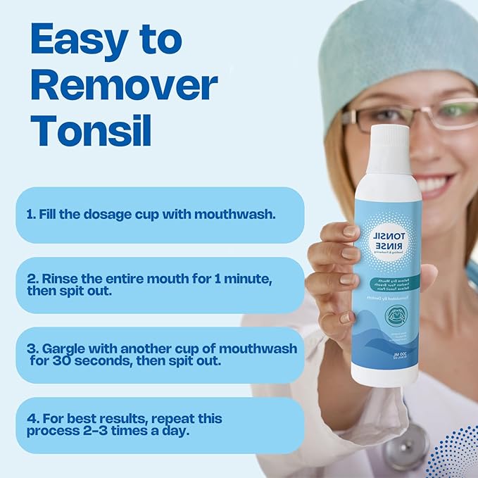 Tonsil Stone Mouth Wash - Tonsil Stone Oral Mouthwash & Tonsil Rinse for Tonsil Stones Natural Ingredients Oral Rinse Liquid, Tonsil Stone Liquid Remover, 300ml