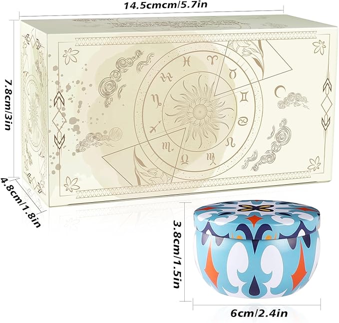 2 Pack 2.2-Ounce Scented Jar Candles - Victoria Style - Perfect for Travel, Yoga, Bathing- Vibrant Colorful Iron Can Jars Candles(Lavende& Peppermint)