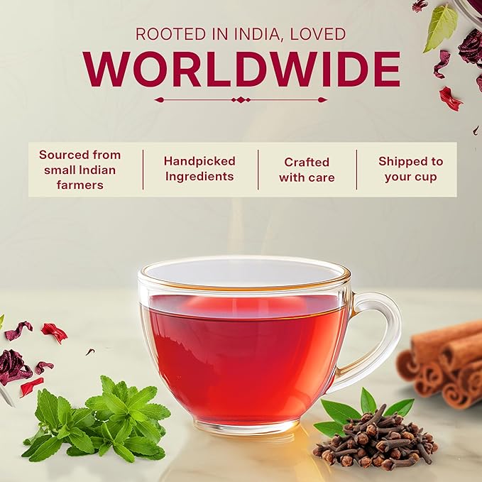 Tealeaf & Co. Sweet Hibiscus Cinnamon Green Tea with Hibiscus, Cinnamon, Stevia & Clove - Green Tea Bags with Fresh Herbs and Spices (Low Caffeine) - 100 Teabags