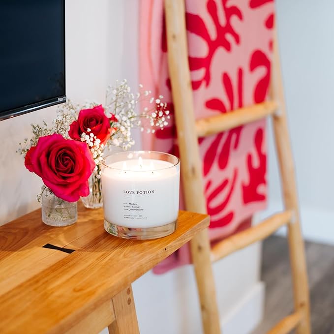 Brooklyn Candle Studio Love Potion XL 3 Wick Candle - Luxury Scented Candle, Vegan Soy Wax, Hand Poured in The USA, 100 Hour Slow Burn Time - 27oz