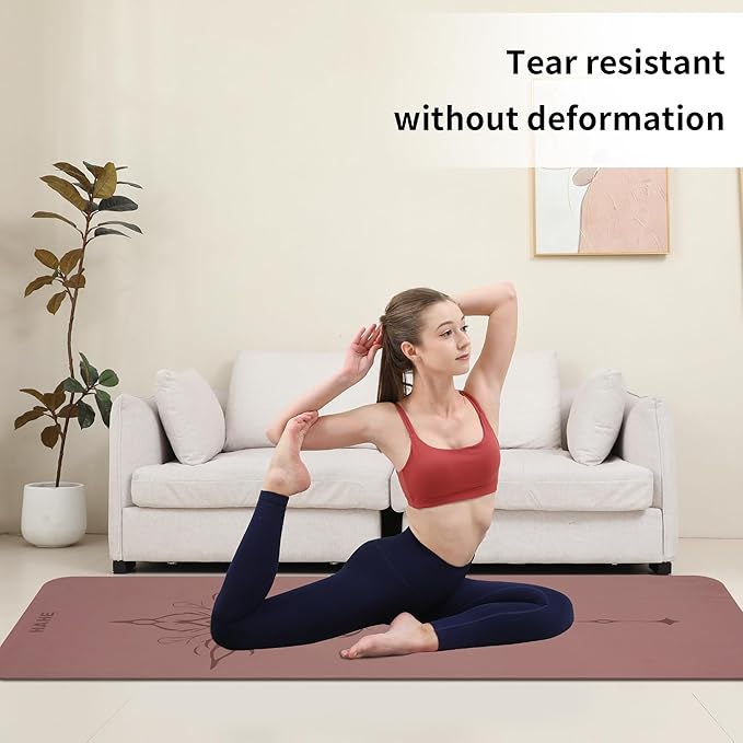 HAHE Yoga Mat Thick (8MM,1/3"), Eco-Friendly POE Non Slip Yoga Mat, High Rebound & Shock Absorption, Anti-Tear & Sweat-Resistant for Yoga, Fitness, Home, Workouts, Large Pilates Mats 72"x24" with Carrying Strap