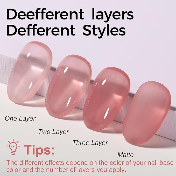 TOMICCA Gel Nail Polish - Jelly Grape Red, Sheer Maroon, UV Translucent Purple - Quick Dry, Long Lasting Neutral Nail Art Manicure