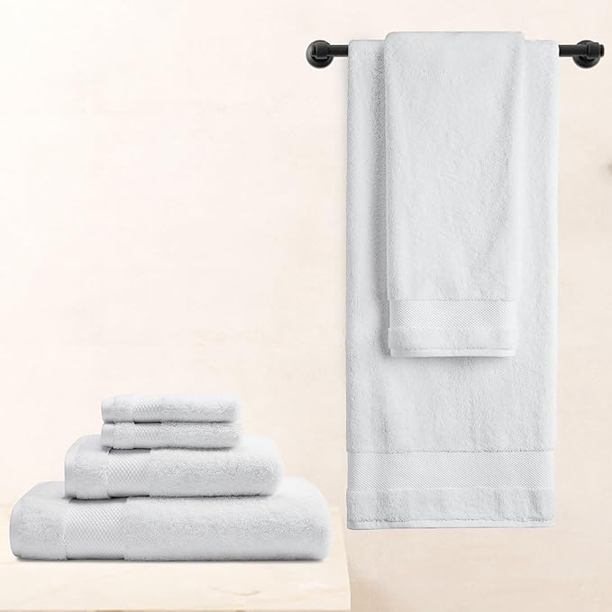 BIOWEAVES 100% Organic Cotton 700 GSM Plush Bath Towels 30" x 58" GOTS Certified - White, Pack of 2