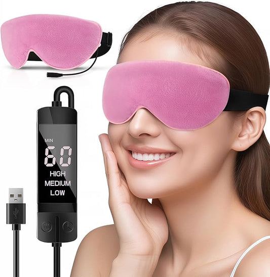 Heated Eye Mask for Dry Eyes USB Electric Warm Eye Compress Heat Eye Masks with Temperature&Timer Control, Eye Heating Pad for Dry Eyes, Stye Treatment, Chalazion, Blepharitis, MGD, Puffy