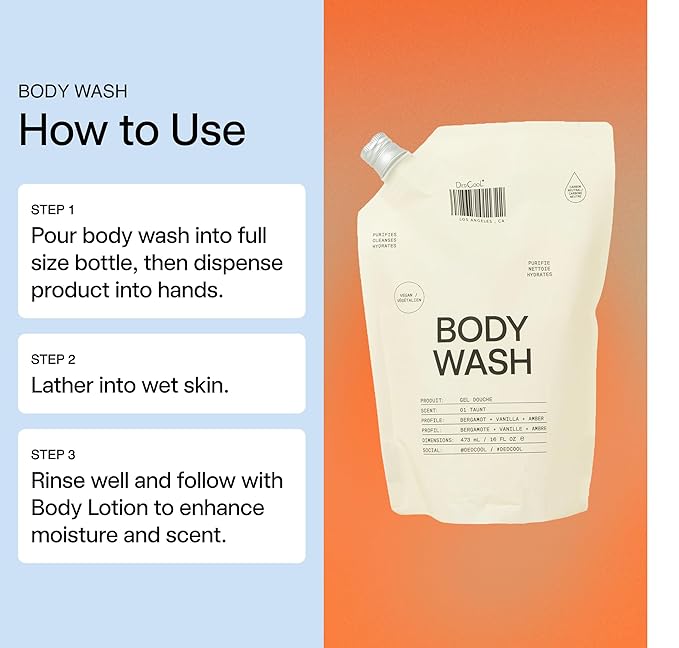 DedCool Body Wash Refill Taunt | Nourishing Vegan Cleanser with Shea Butter & Snow Mushroom | Non-Toxic, Carbon-Neutral Hydrating Formula | Bergamot, Fresh Dew, Cassis & Amber | 16 oz