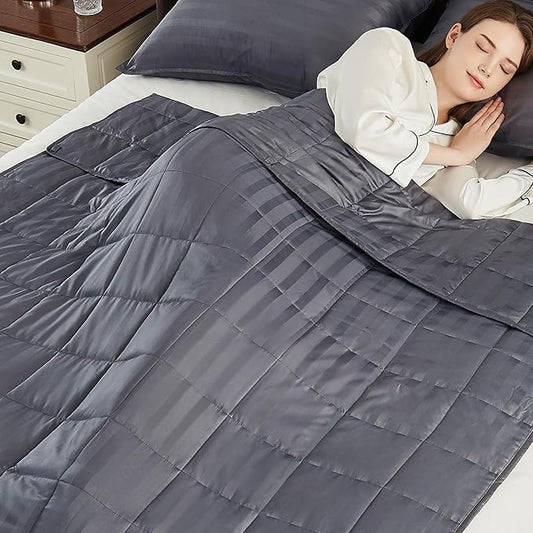 Weighted Blanket Kids (40"x60" 7lbs),Ultra Soft and Cozy Cooling Weighted Blanket Kids,Heavy Blanket with Machine Washable Soft Blanket, Stripe Grey