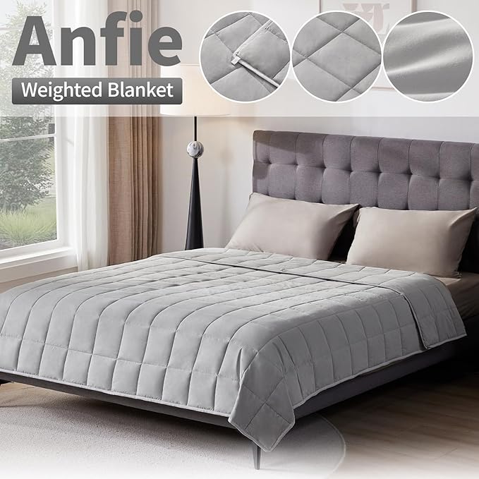 Weighted Blanket Queen Size (60"x80" 15lbs),Ultra Soft and Cozy Cooling Weighted Blanket Queen Size for Adult,Heavy Blanket with Machine Washable Soft Blanket, Stone Grey