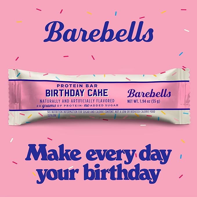 Barebells Protein Bars Birthday Cake - 12 Count, Pack of 2 - Protein Snacks with 20g of High Protein - Chocolate Protein Bar with 1g of Total Sugars - On The Go Protein Snack & Breakfast Bars…