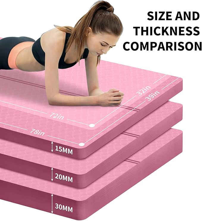 nuveti Large Exercise Mat - 15mm/20mm/30mm Thick Yoga Mat | Workout Mat for Fitness, Yoga, Pilates, Stretching & Floor Exercises for Women & Men with Free Carrying Bag