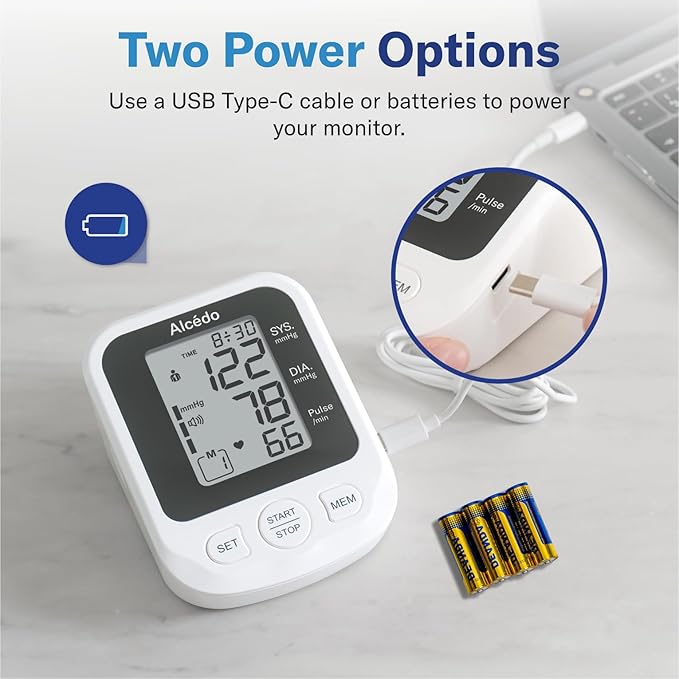 Alcedo Blood Pressure Monitor for Home Use, Accurate Upper Arm BP Machine with Large Cuff, Alarm Reminder, 2 x 120 Memory, Talking Function