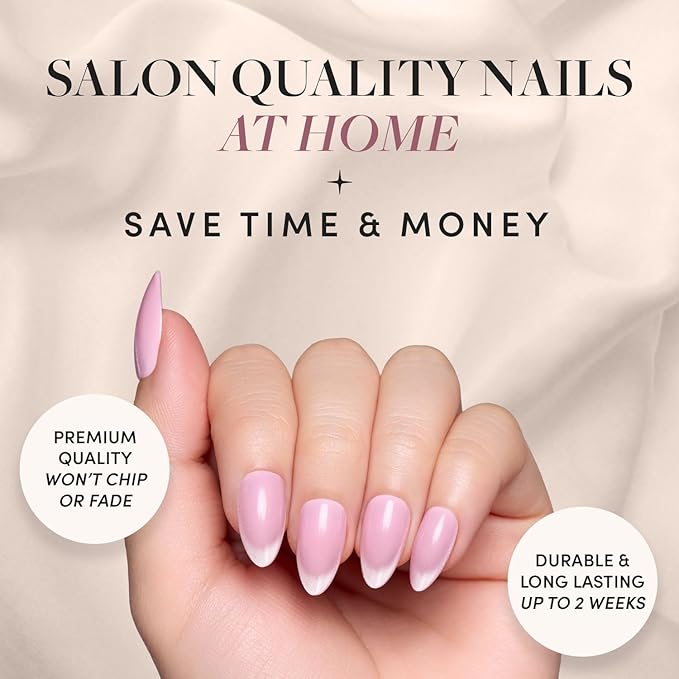 Glamnetic Press On Nails - Lovers Blush | Opaque, Glossy Velvet Pink Nails, Salon Quality | 15 Sizes - 30 Nail Kit with Glue