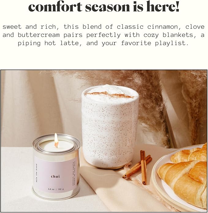 MALA Chai Clove Cinnamon & Vanilla Candle for Home – Aromatherapy Scented Candle – Vegan Soy – 45 Hour Clean Burn – Organic Non Toxic Candles – Cozy Room Decor – 6.8 oz