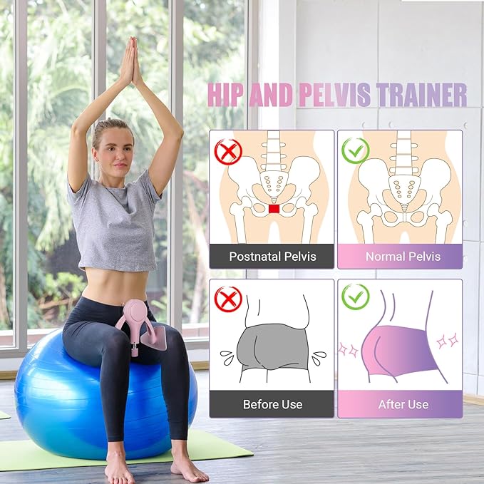 Thigh Trainer for Women, 15-70LB Adjustable Resistance Inner Thigh Exerciser for Pelvic Floor Muscle Repair, Thigh Trainer Kegel Exercise for Shaping, Yoga & Weight Loss at Home Gym