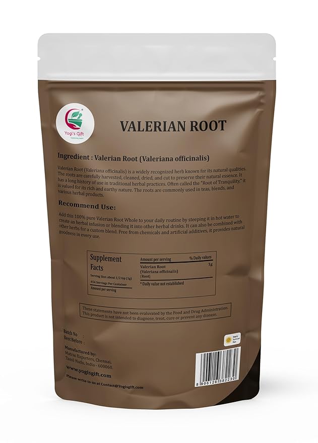 Valerian Root Whole 1 LB, 100% Natural & Pure, for Tea & Herbal Blends, Naturally Strong Aroma, Resealable Bag for Freshness - By Yogi’s Gift®