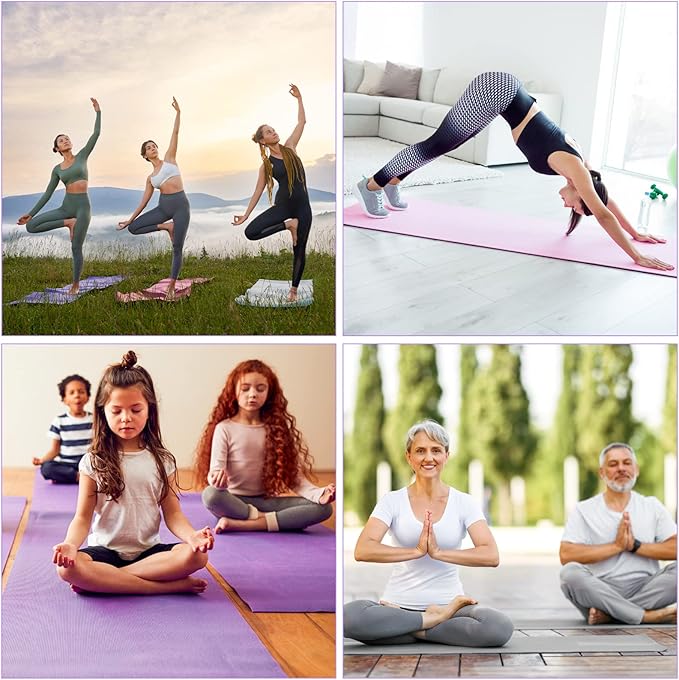 Funtery 16 Pack 3 mm Thick Yoga Mat Exercise Workout Mat Non Slip Fitness Pad for Women Gym Home Yoga Pilates