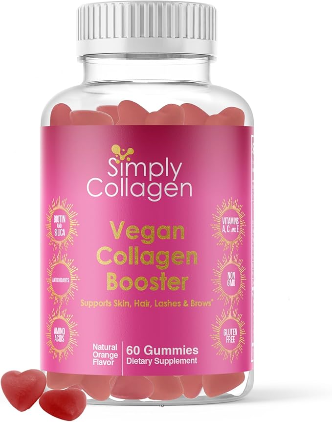 Simply Collagen® Vegan Collagen Booster Gummies for Women & Men - Promotes Youthful & Beautiful Skin, Hair, Nails & Lashes - Key Amino Acids & Antioxidants with Biotin, Vitamins A,C, & E