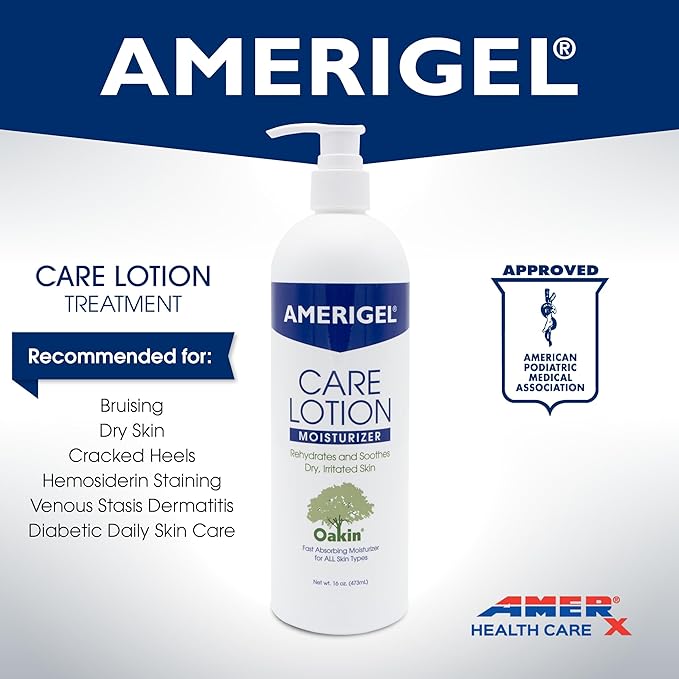 AMERIGEL Care Lotion – Hypoallergenic Moisturizer - Diabetic Skin Care - Rehydrates and Soothes Dry, Irritated Skin - 16 oz.