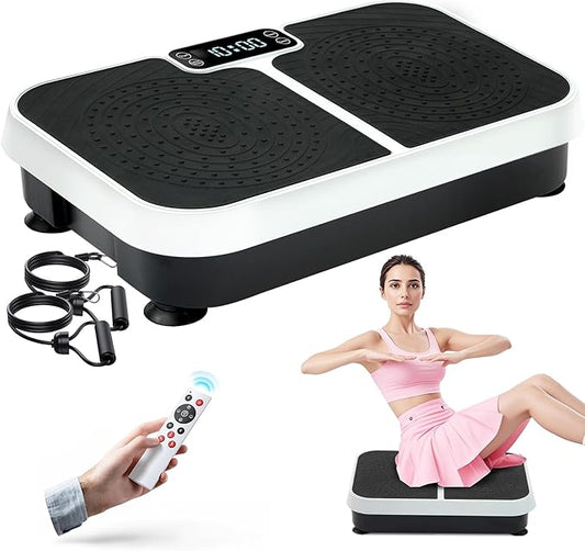 Homesy Vibration Plate Exercise Machine, Vibrating Plate for Lymphatic Drainage, Full Body Shaking Workout Fitness Platform Board, Sport Gym Equipment for Weight Loss Fat Burner