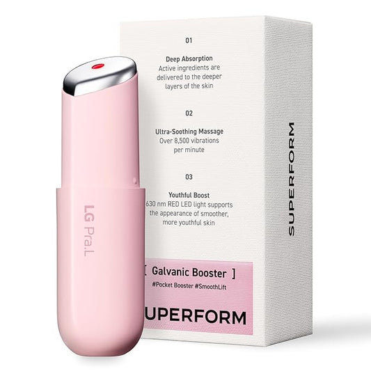 Superform Galvanic Booster, 1min booster for ageless, anti-aging and firming pocket booster, glow on the go (Mystic White) (Blush Pink)