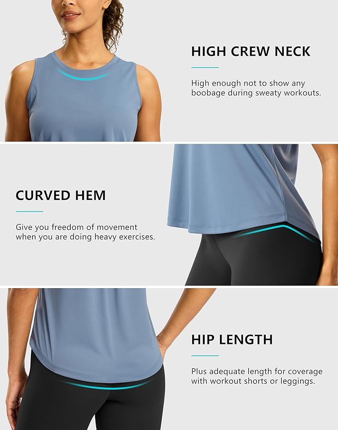 G Gradual Workout Tank Top for Women Sleeveless Athletic Yoga Tops High Neck Quick Dry Running Tennis Sports Shirts for Women