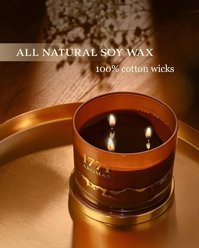 Coffee Scented Candles - 100% Natural Soy Wax - Large 3 Wick Jar Candle - Up to 50 Hours Burning Time - Candles for Home - Gift-Ready Candle for Men & Women - Aromatherapy Candles