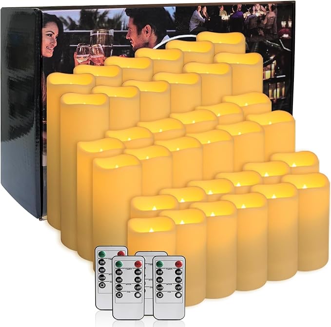 36-Pack LED Flameless Candles with Remote Control - Perfect for Home, Parties, and Special Occasions - Create a Magical Ambiance Effortlessly(Three Sizes)