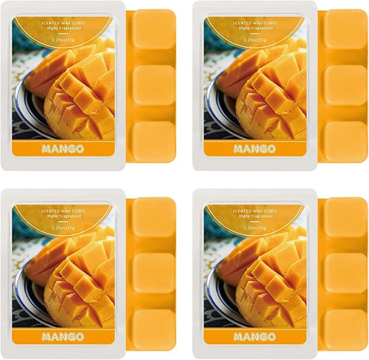 SCENTORINI Wax Melts, Mango Scent, 4 Pack Wax Cubes, Long-Lasting, for Candle Making, Wax Warmer